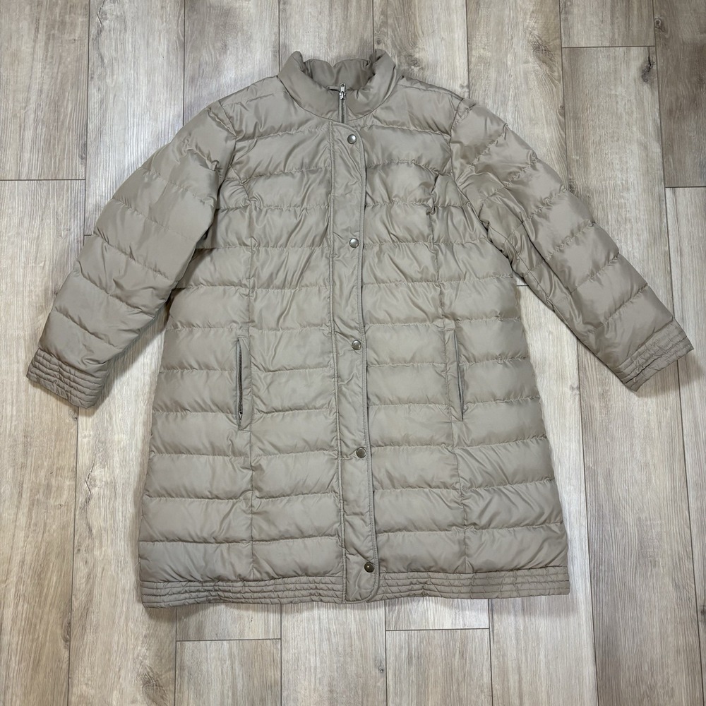 J. Jill Women's Beige Long Puffer Down Coat Size 2X Warm Quilted Winter‎ Jacket